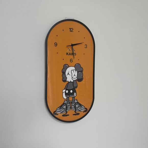Modern KAWS Clock, KAWS Companion Orange Wall Clock Artsy Wall Clock Decoration - Picture 6 of 13